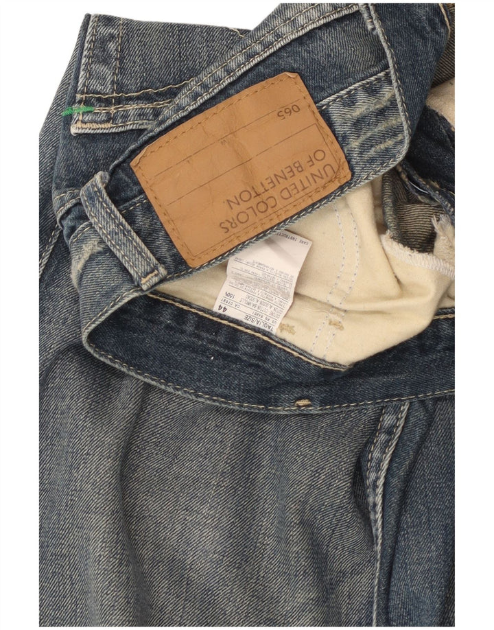 Benetton Womens Distressed Bootcut Jeans IT 44 Medium W30 L33 Blue Cotton