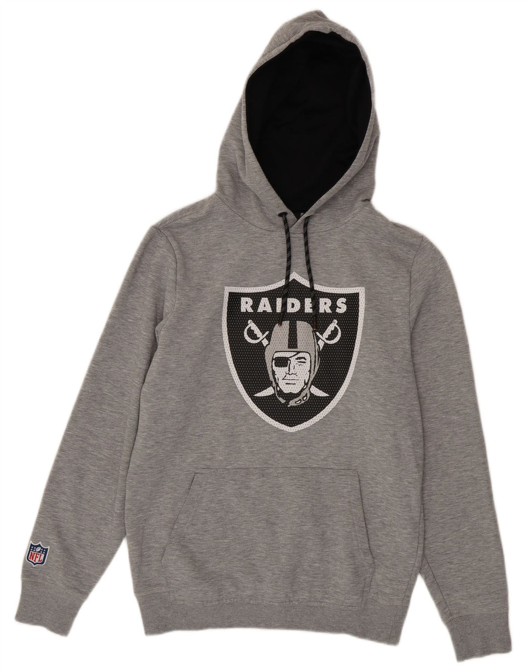 NFL Mens Raiders Graphic Hoodie Jumper Medium Grey Flecked Cotton