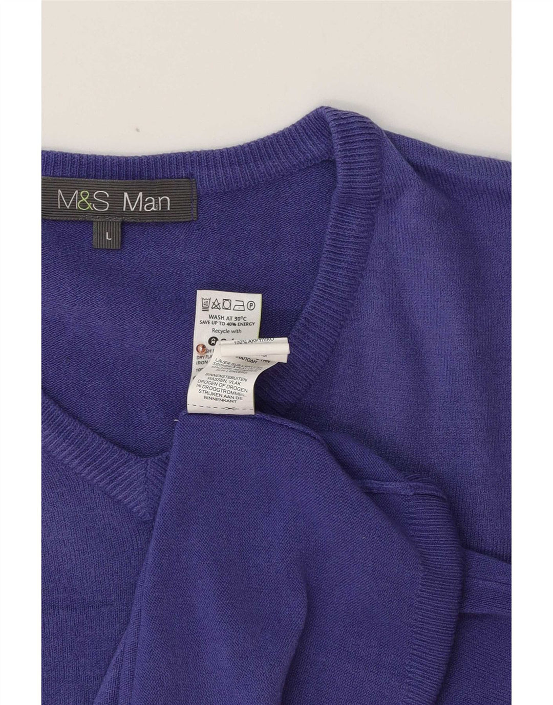 Marks & Spencer Mens V-Neck Jumper Sweater Large Purple Acrylic
