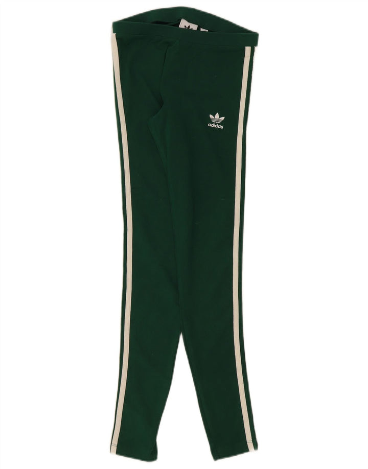 Adidas Womens Leggings UK 8 Small  Green Cotton