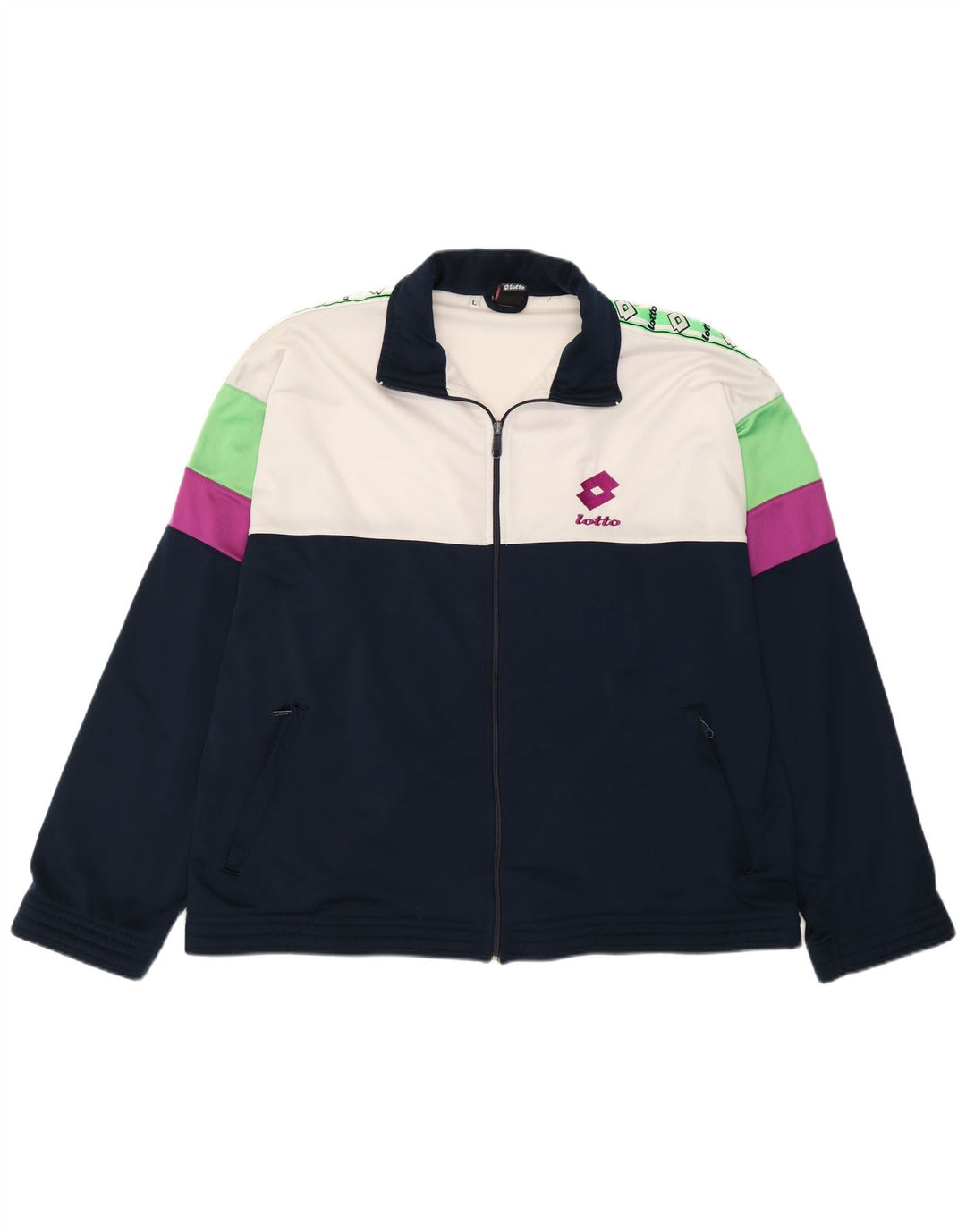 Lotto Mens Graphic Tracksuit Top Jacket Large Navy Blue Colourblock