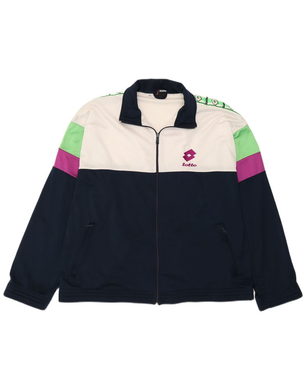 Lotto Mens Graphic Tracksuit Top Jacket Large Navy Blue Colourblock