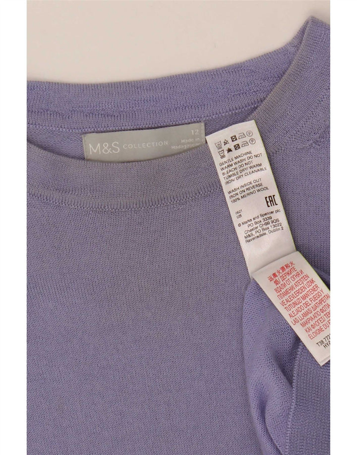 Marks & Spencer Womens Boat Neck Jumper Sweater UK 12 Medium Blue