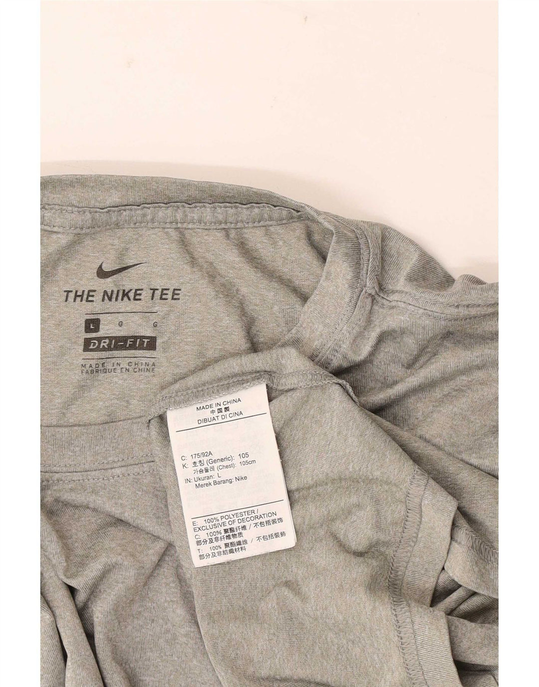 Nike Mens Dri Fit T-Shirt Top Large Grey Flecked Polyester