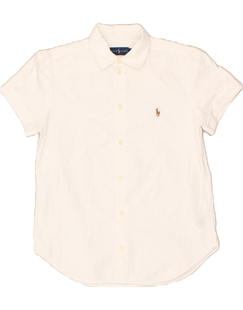 POLO RALPH LAUREN Womens Short Sleeve Shirt UK 14 Medium White Cotton | Vintage Polo Ralph Lauren | Thrift | Second-Hand Polo Ralph Lauren | Used Clothing | Messina Hembry 