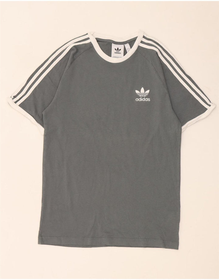 Adidas Mens T-Shirt Top Small Grey Colourblock Cotton