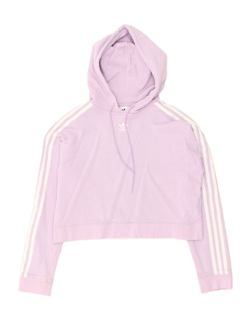 ADIDAS Womens Crop Hoodie Jumper UK 8 Small Purple Cotton | Vintage Adidas | Thrift | Second-Hand Adidas | Used Clothing | Messina Hembry 