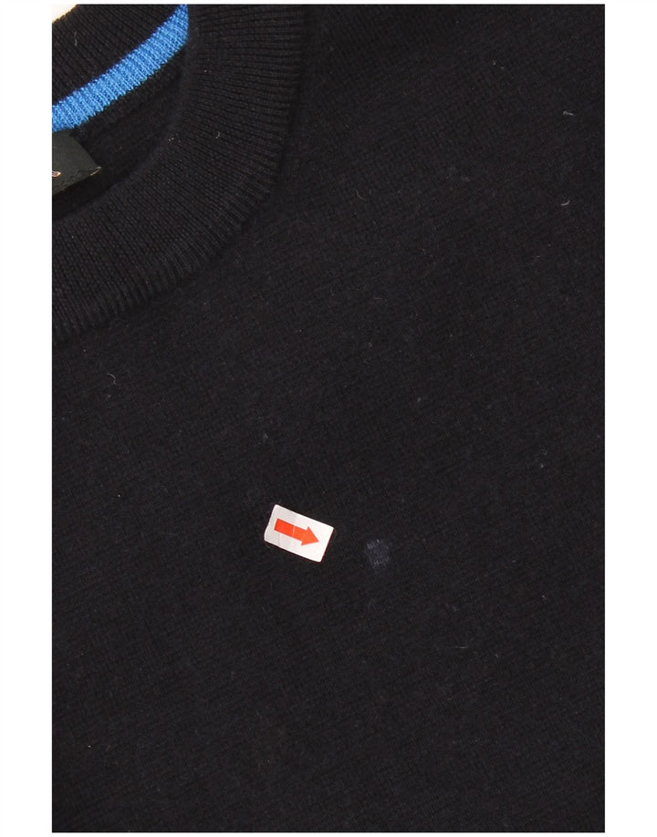 Jaeger Womens Crop Crew Neck Jumper Sweater UK 16 Large Black Wool