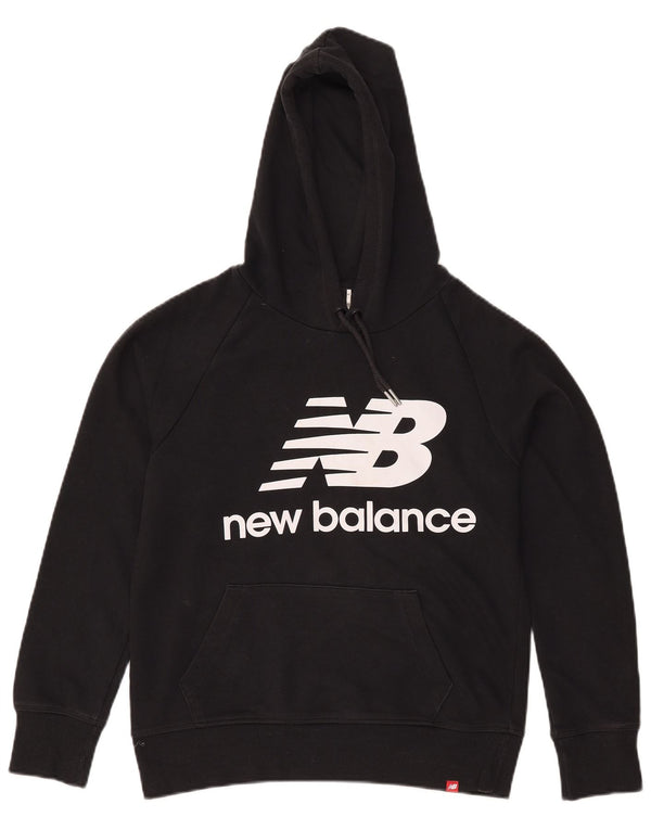 New Balance Womens Graphic Oversized Hoodie Jumper UK 10 Small Black