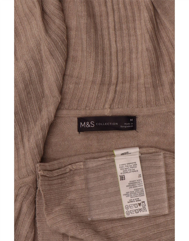 Marks & Spencer Womens Hooded Open Cardigan Sweater UK 14 Medium Beige