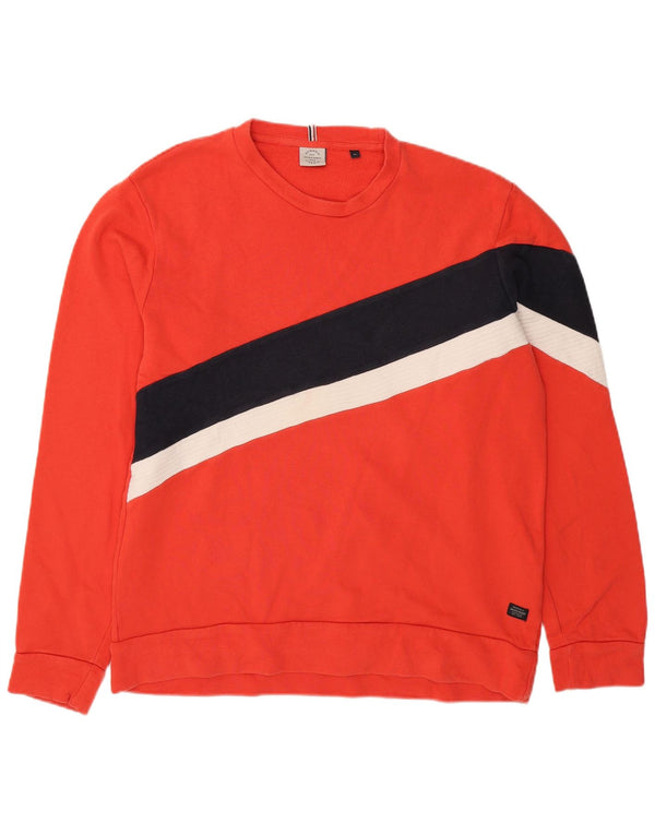 Jack & Jones Mens Sweatshirt Jumper XL Red Colourblock Cotton