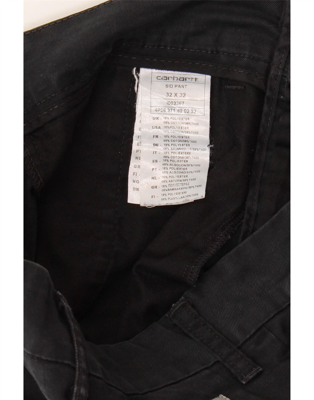 CARHARTT Mens Slim Chino Trousers W32 L32  Black Cotton