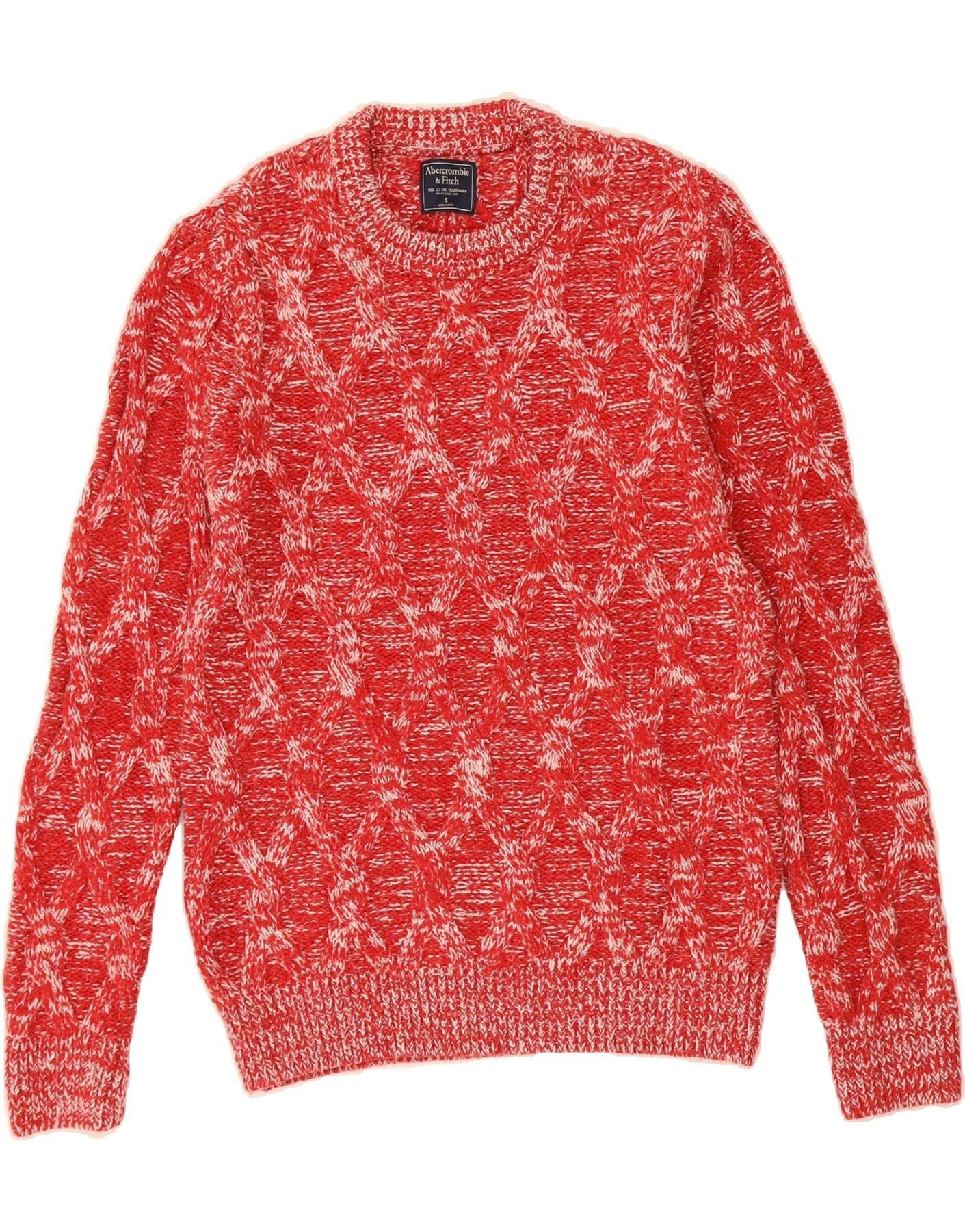 ABERCROMBIE FITCH Mens Crew Neck Jumper Sweater Small Red Cotton