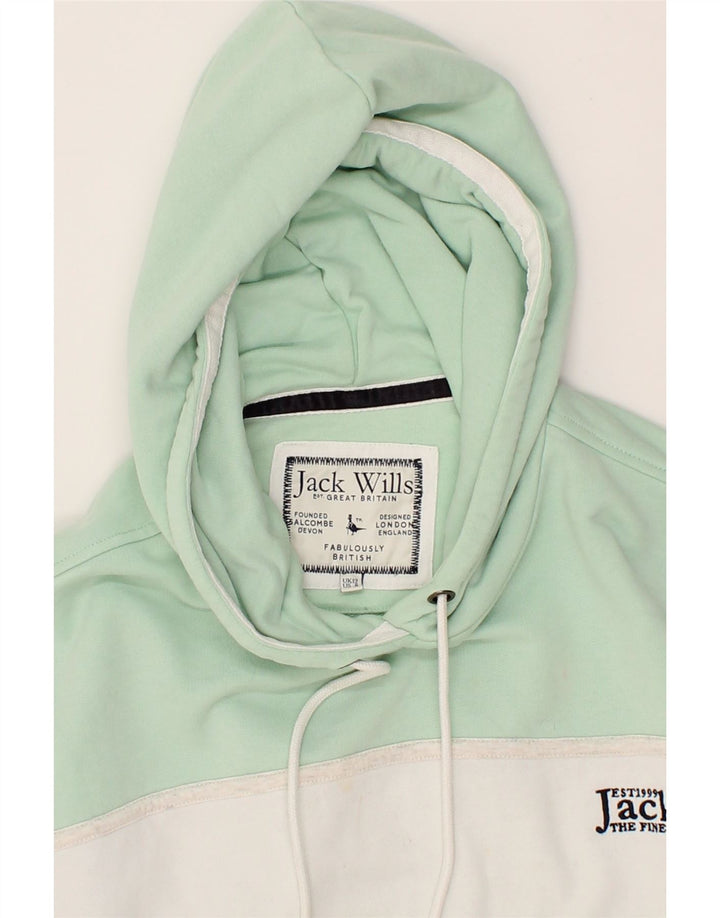JACK WILLS Womens Oversized Hoodie Jumper UK 12 Medium Green Striped Vintage Jack Wills and Second-Hand Jack Wills from Messina Hembry 