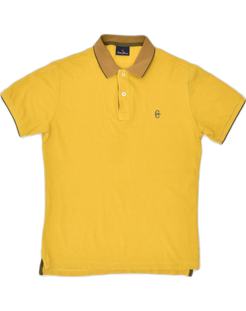 CONTE OF FLORENCE Mens Polo Shirt Small Yellow Cotton | Vintage | Thrift | Second-Hand | Used Clothing | Messina Hembry 