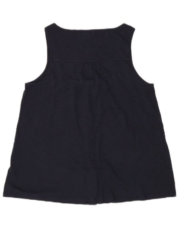 Fat Face Womens Sleeveless Shirt Blouse UK 12 Medium Navy Blue Cotton