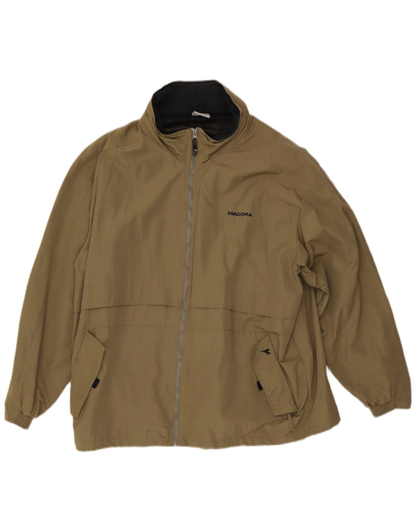 Diadora Mens Hooded Rain Jacket UK 42 XL Khaki Polyamide
