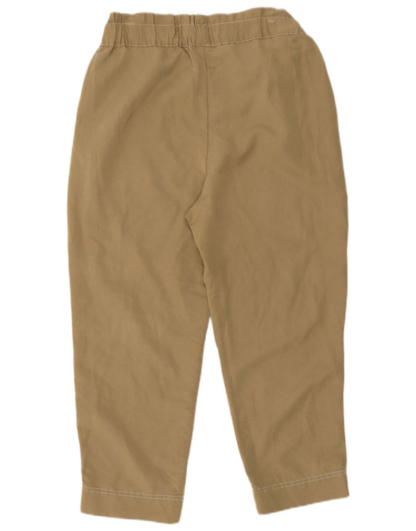 Zara Womens Loose Fit Cropped Trousers Large W30 L24 Khaki Modal