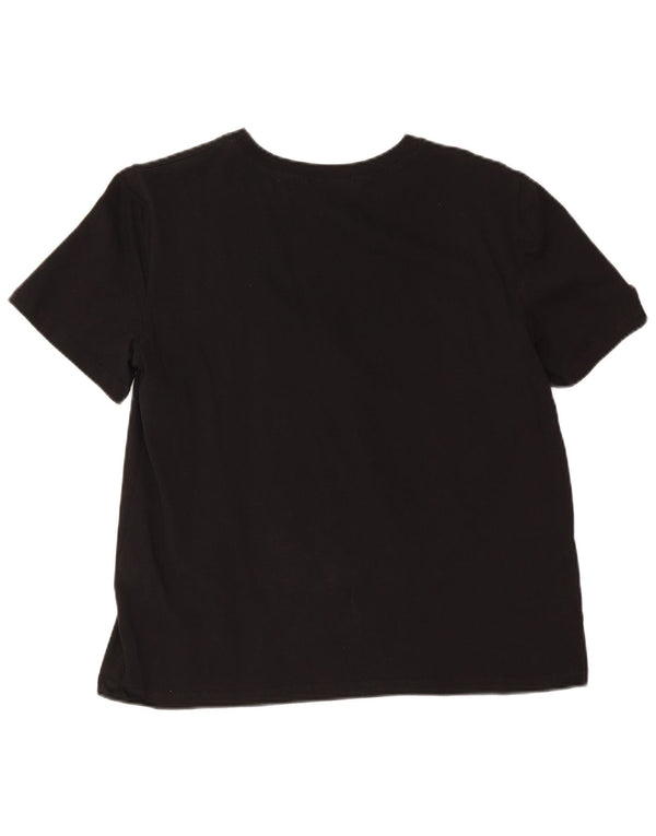 Zara Womens Graphic T-Shirt Top UK 16 Large Black Cotton