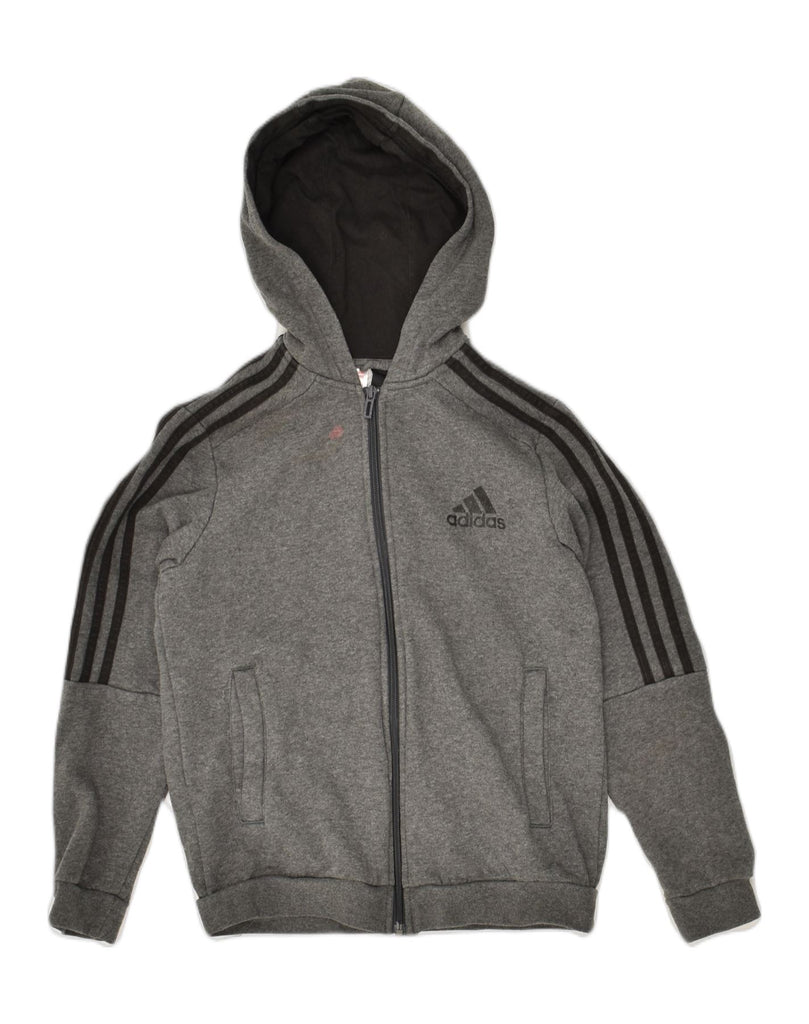 ADIDAS Boys Zip Hoodie Sweater 11-12 Years  Grey Cotton | Vintage Adidas | Thrift | Second-Hand Adidas | Used Clothing | Messina Hembry 