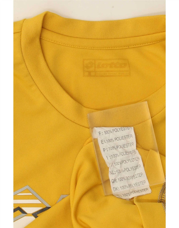 Lotto Mens Graphic T-Shirt Top Medium Yellow Striped Polyester
