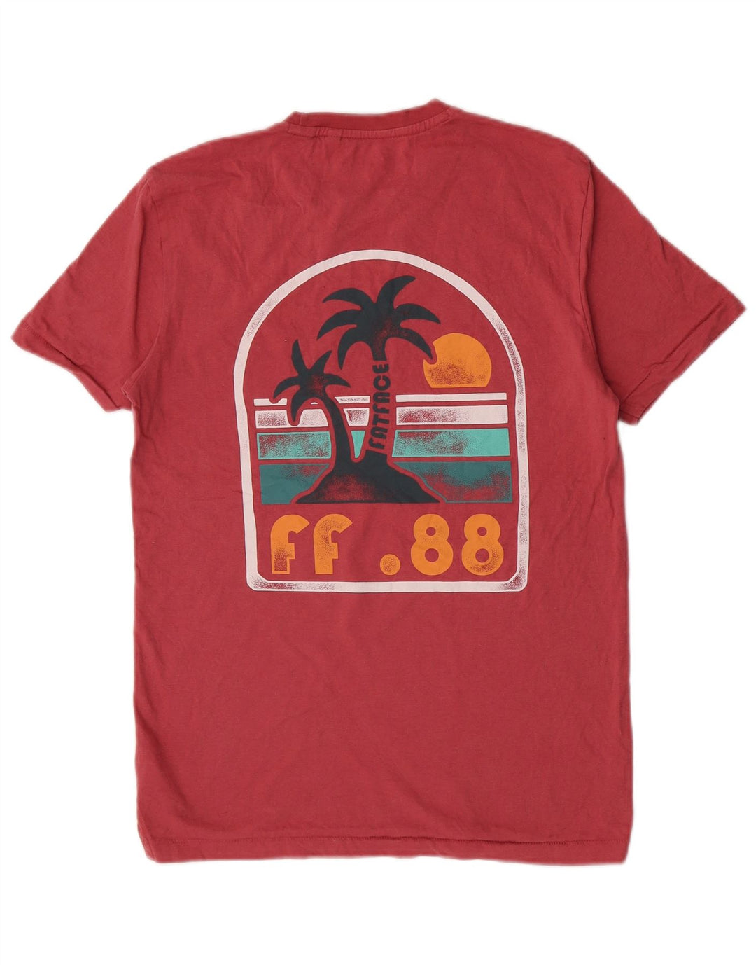 Fat Face Mens Graphic T-Shirt Top Small Pink Cotton Beach