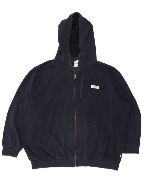 Jack & Jones Mens Graphic Loose Fit Zip Hoodie Sweater 3XL Navy Blue Cotton