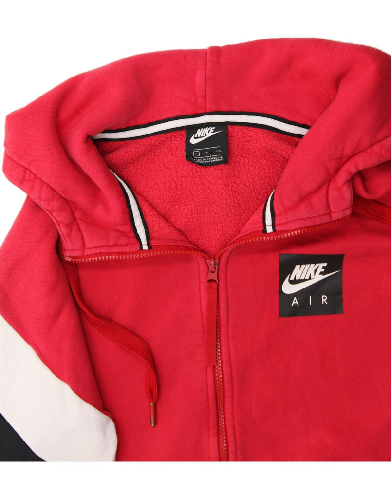 NIKE Mens Graphic Zip Hoodie Sweater Small Red Colourblock Vintage Nike and Second-Hand Nike from Messina Hembry 