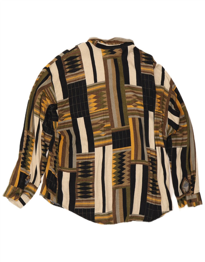 Hutspah Mens Shirt XL Multicoloured Geometric Rayon