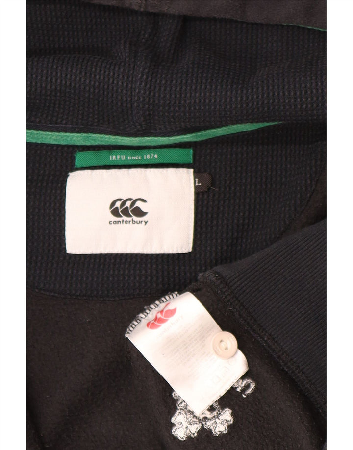 CANTERBURY Mens Zip Hoodie Sweater Large Black Cotton