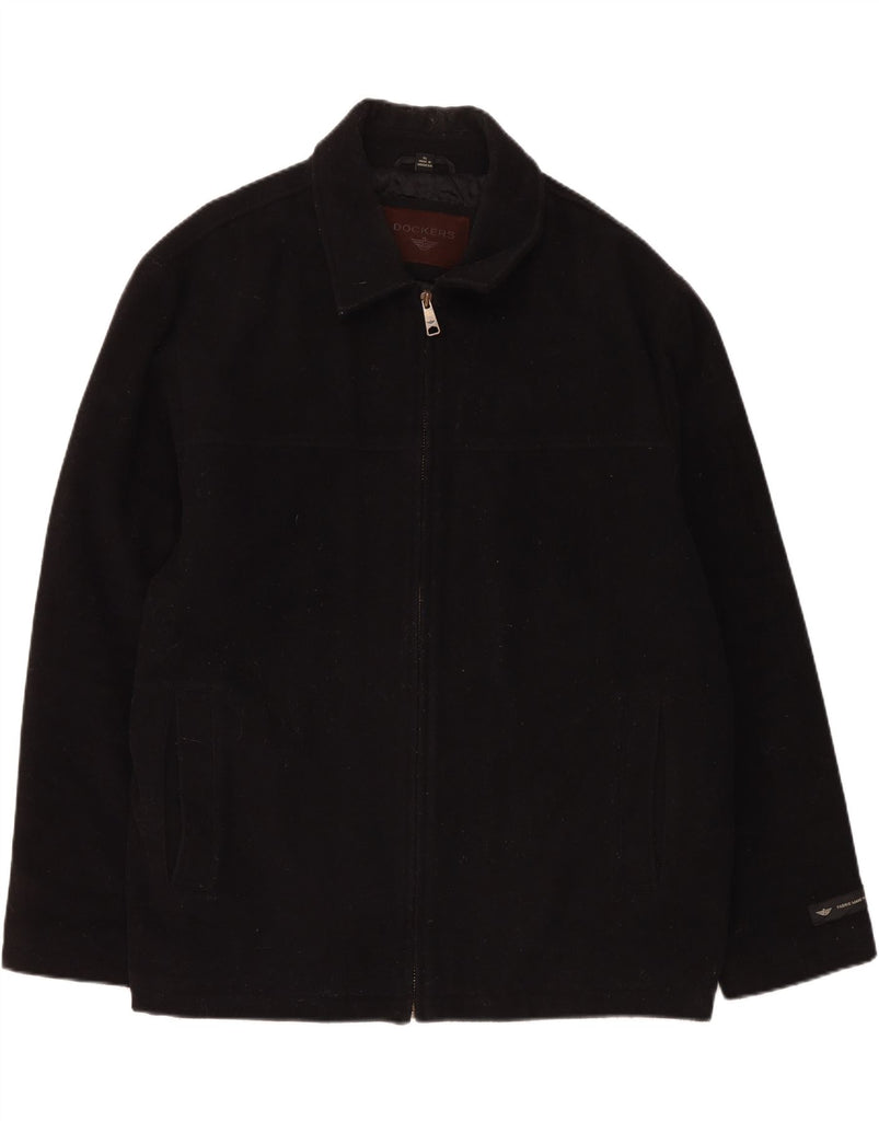 DOCKERS Mens Overcoat UK 42 XL Black Wool Vintage Dockers and Second-Hand Dockers from Messina Hembry 