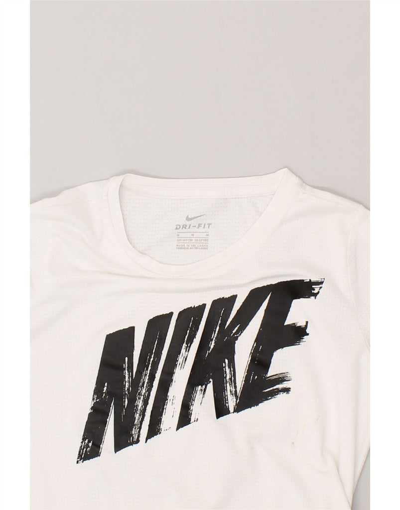 NIKE Boys Graphic T-Shirt Top 10-11 Years Medium  White Polyester | Vintage Nike | Thrift | Second-Hand Nike | Used Clothing | Messina Hembry 