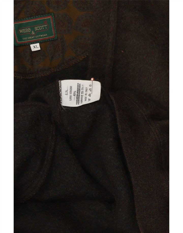 Webb&Scott Mens Cardigan Sweater XL Brown Virgin Wool