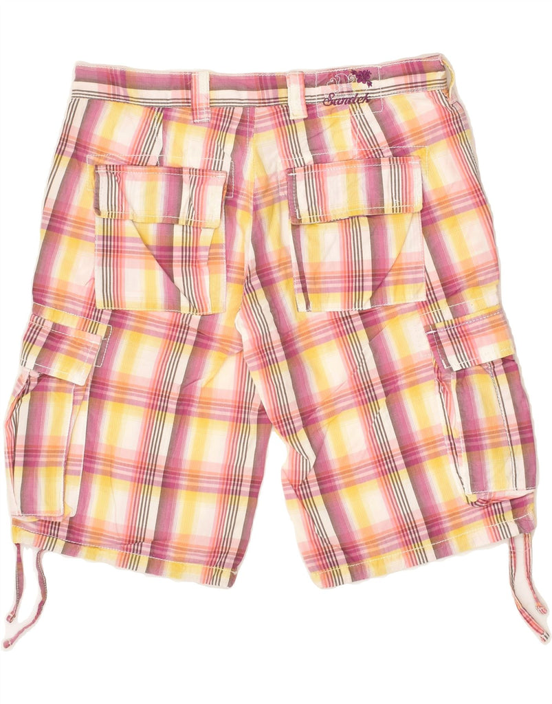 SUNDEK Womens Cargo Shorts IT 44 Medium W30  Pink Plaid Cotton | Vintage Sundek | Thrift | Second-Hand Sundek | Used Clothing | Messina Hembry 