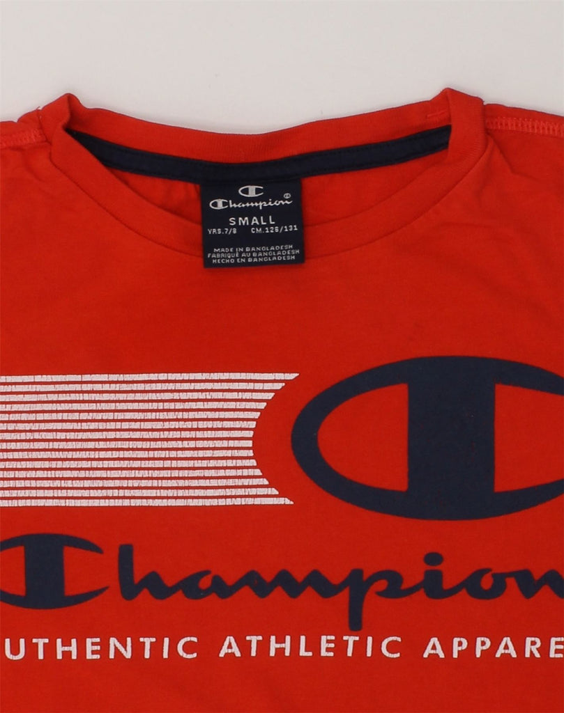 CHAMPION Boys Graphic T-Shirt Top 7-8 Years Small Red Cotton | Vintage Champion | Thrift | Second-Hand Champion | Used Clothing | Messina Hembry 