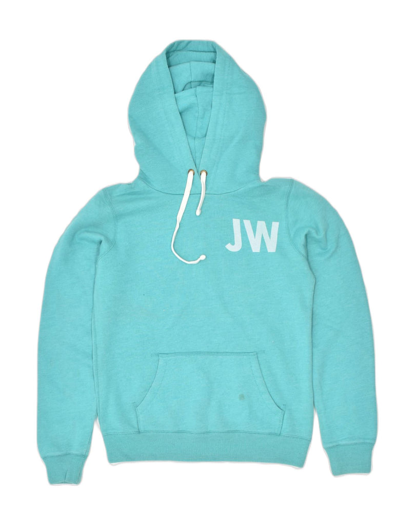 JACK WILLS Womens Graphic Hoodie Jumper UK 10 Small Blue Cotton Sports | Vintage | Thrift | Second-Hand | Used Clothing | Messina Hembry 