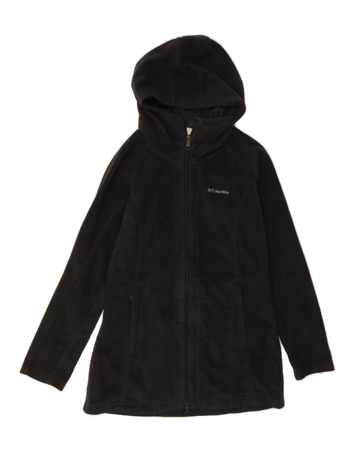 COLUMBIA Womens Hooded Fleece Jacket UK 10 Small Black Polyester Vintage Columbia and Second-Hand Columbia from Messina Hembry 