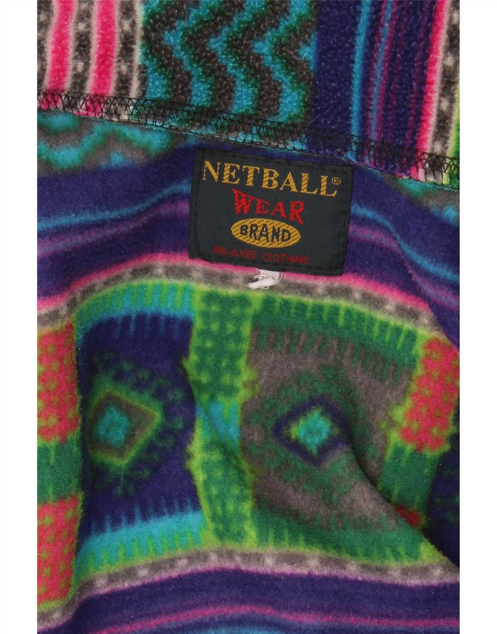 Vintage Mens Zip Neck Fleece Jumper XL Multicoloured Geometric