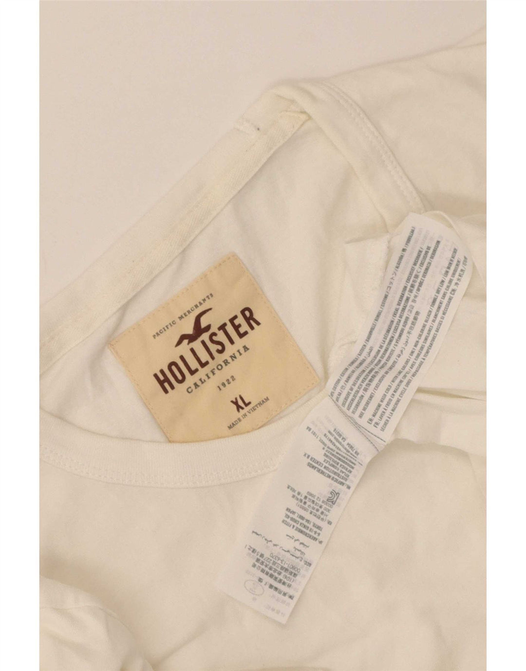 Hollister Mens Graphic Top Long Sleeve XL White Cotton