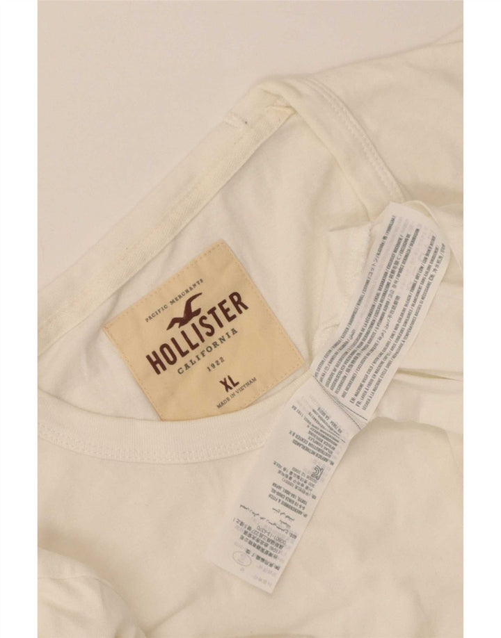 Hollister Mens Graphic Top Long Sleeve XL White Cotton