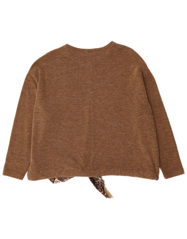 Zara Womens Boat Neck Jumper Sweater UK 14 Medium Brown Animal Print