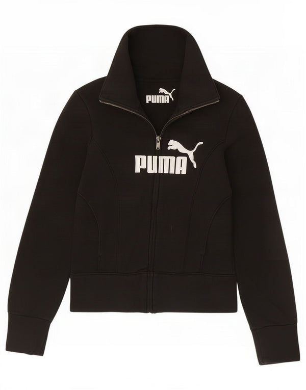 Puma Womens Graphic Tracksuit Top Jacket UK 8 Small Black