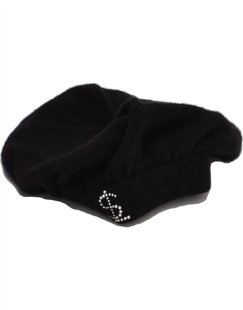 LUISA SPAGNOLI Womens Knit Beret Hat One Size Black Wool | Vintage Luisa Spagnoli | Thrift | Second-Hand Luisa Spagnoli | Used Clothing | Messina Hembry 