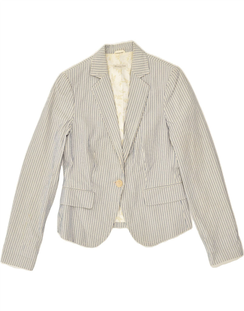 MASSIMO DUTTI Womens 1 Button Blazer Jacket EU 40 Medium Beige Pinstripe | Vintage Massimo Dutti | Thrift | Second-Hand Massimo Dutti | Used Clothing | Messina Hembry 