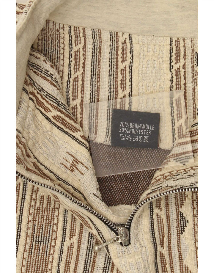 Vintage Mens Zip Neck Sweatshirt Jumper 2XL Multicoloured Geometric Cotton