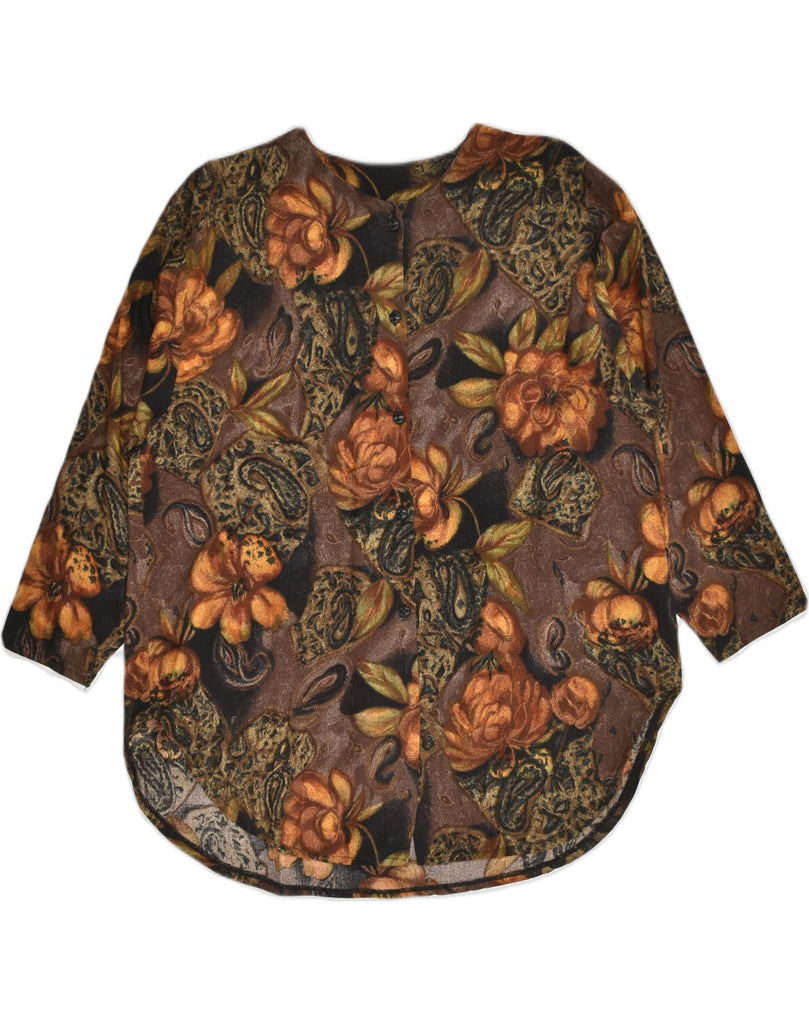 VINTAGE Womens Shirt Blouse UK 16 Large Brown Floral | Vintage Vintage | Thrift | Second-Hand Vintage | Used Clothing | Messina Hembry 