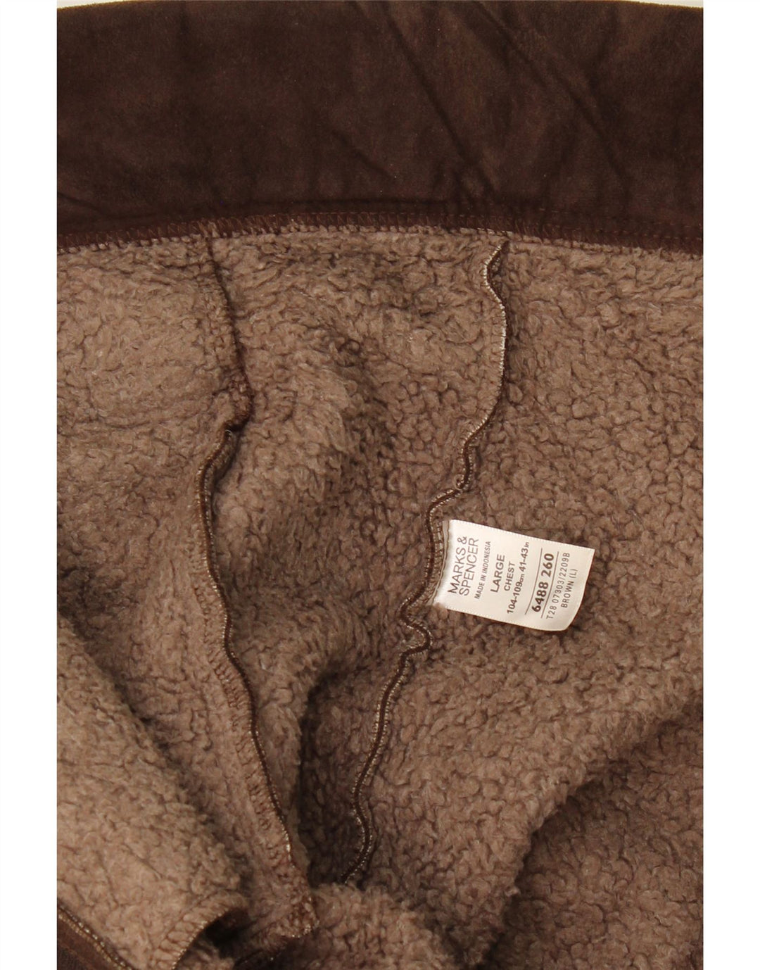 MARKS & SPENCER Mens Sherpa Jacket UK 41/43 Large Brown Polyester