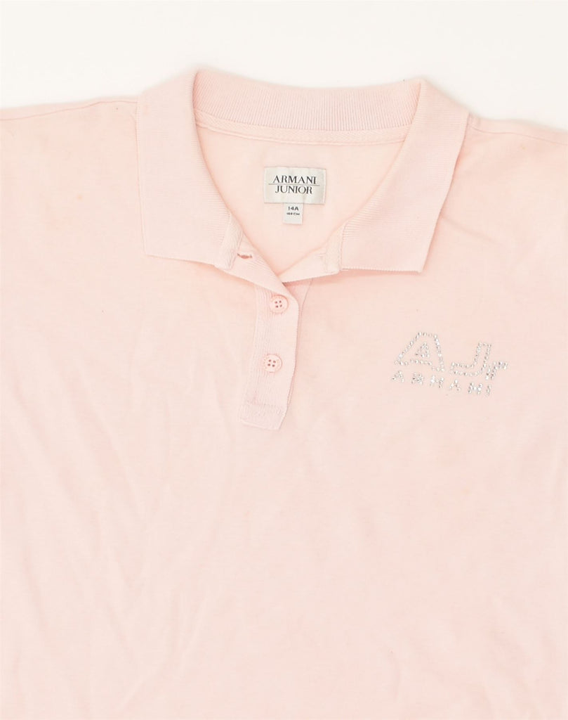 ARMANI JUNIOR Girls Polo Shirt 13-14 Years Pink Cotton | Vintage Armani Junior | Thrift | Second-Hand Armani Junior | Used Clothing | Messina Hembry 