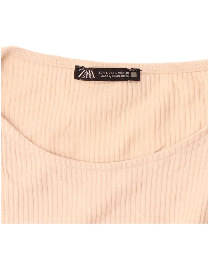 ZARA Womens Top Long Sleeve UK 14 Large Beige