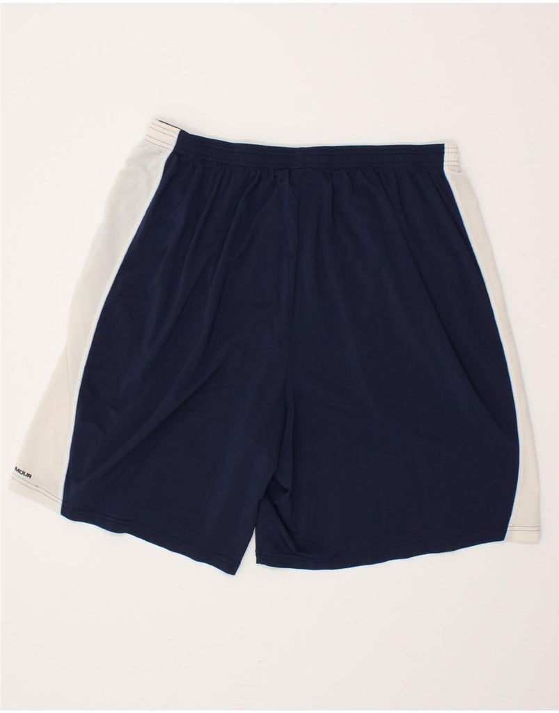 UNDER ARMOUR Mens Sport Shorts 2XL Navy Blue Colourblock Polyester | Vintage Under Armour | Thrift | Second-Hand Under Armour | Used Clothing | Messina Hembry 